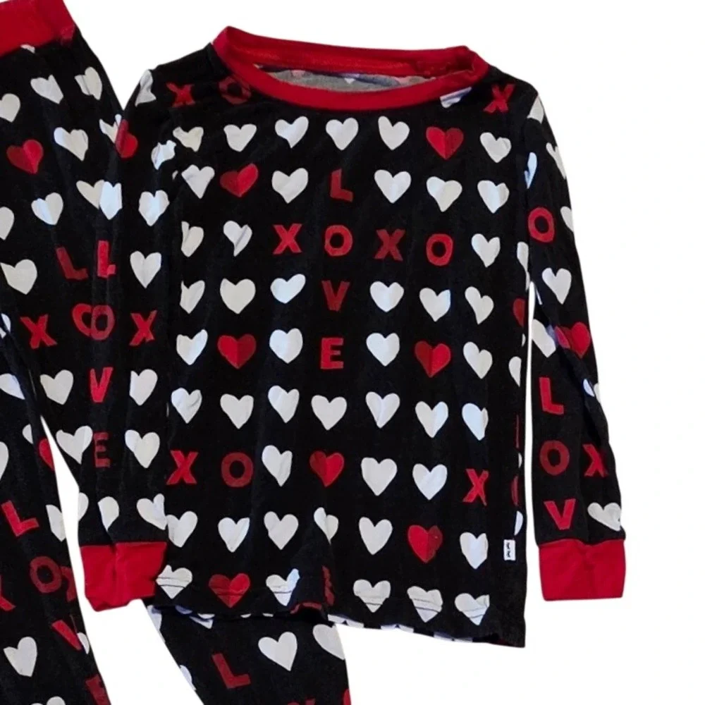 Little Sleepies XOXO Monochrome 4T Toddler Bamboo Pajama Set Unisex